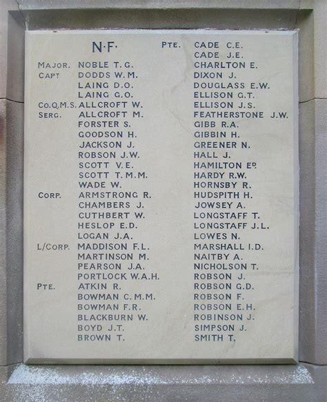 Names On War Memorial Corbridge All Northumberland Fusili Flickr