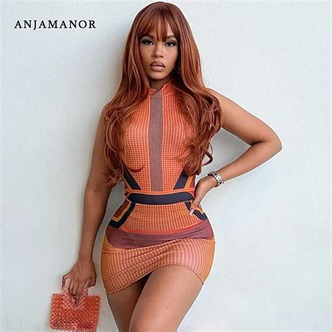 Anjamanor 3d Dot Print Sleeveless Mini Dresses Streetwear Fashion Sexy