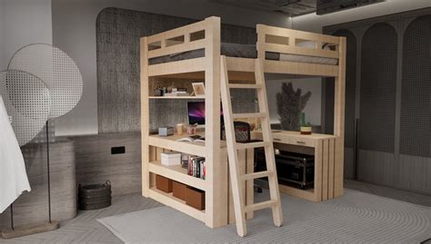 Loft Bed Plans. Full Size DIY Loft Bed With Desk Plan. PDF Digital Bed ...