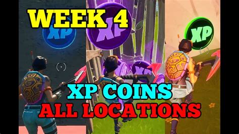 Fortnite Week 4 All Xp Coin Locations Purple Green Blue Youtube