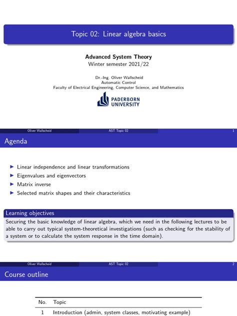 Lec02 - Linear Algebra Basis | PDF | Eigenvalues And Eigenvectors | Matrix (Mathematics)