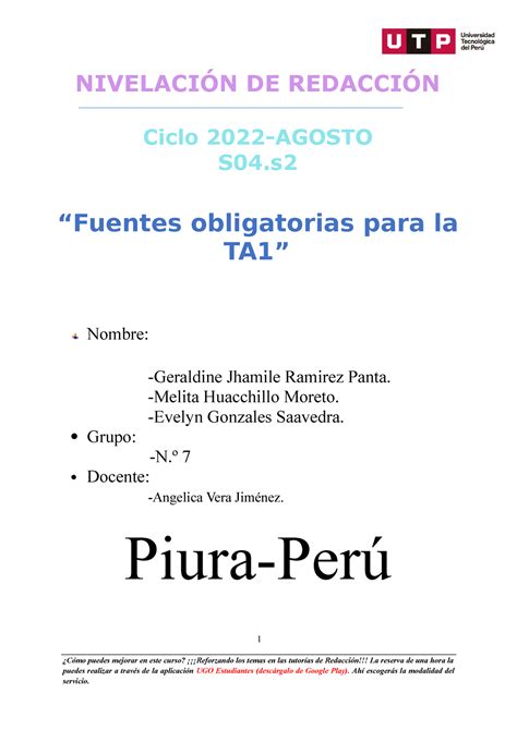 S04 s2 Fuentes obligatorias para la TA1 Grupo 7 NIVELACIÓN DE