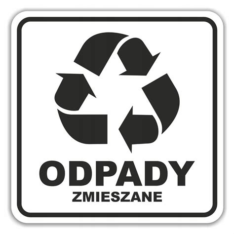 Naklejka ODPADY ZMIESZANE segregacja odpadów 13 cm ETYKODP13ZMIW1