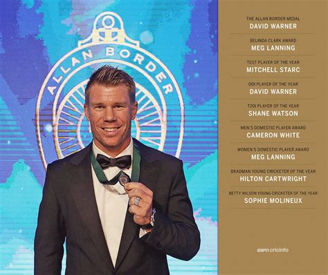 David Warner poses with the Allan Border Medal | ESPNcricinfo.com