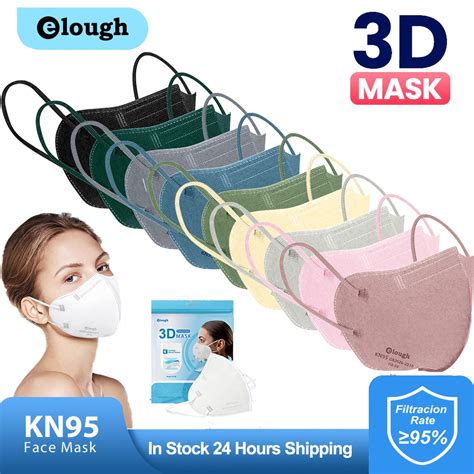 20 30 50 100pcs Elough KN95 Adult Masks 4 Ply Protective 3D Morandi