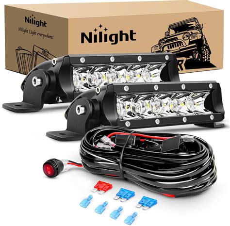 Nilight LED Light Bar Super Slim 2pcs 17 8 Cm 30 W Spot Driving Fog