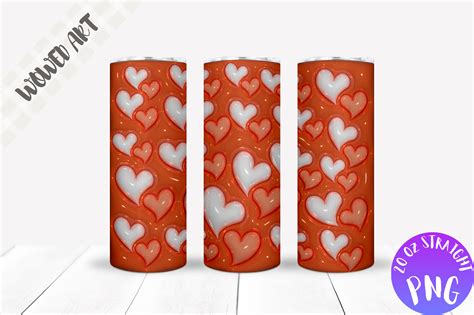 Hearts 20oz Skinny Tumbler Wrap Graphic By Wowed Art · Creative Fabrica