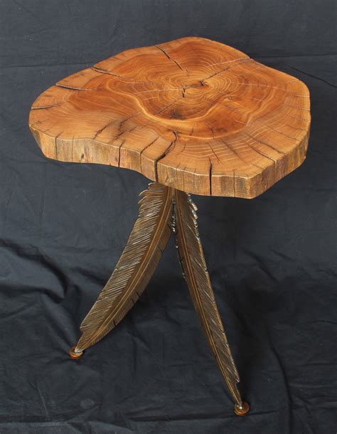 Eucalyptus Side Table On Feather Tripod Base A By Ron Gill