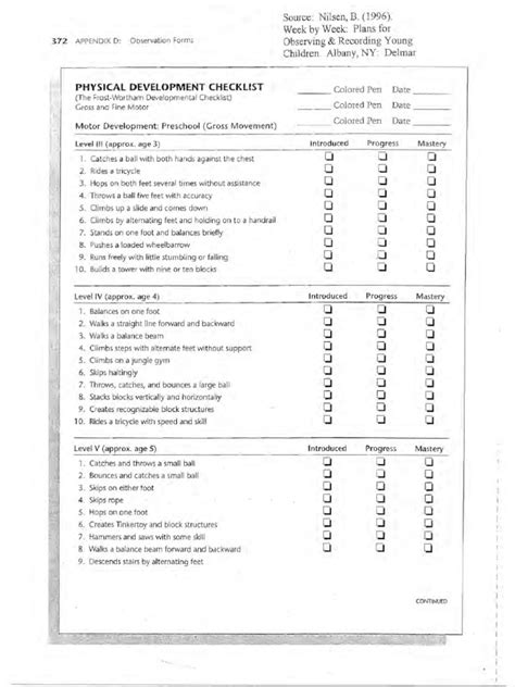 Physical Development Observation Form Pdf