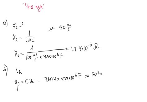 Solved A Determine The Capacitive Reactance Of The Capacitor Xc Vr T