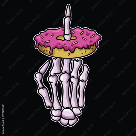 Middle Finger Skull Donuts Stock Vector Adobe Stock