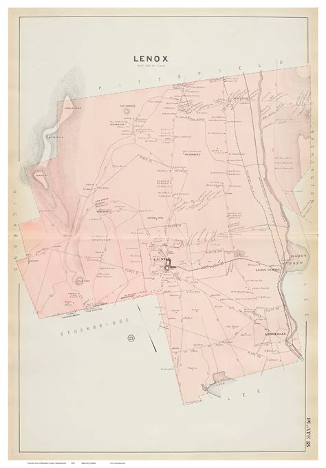 Lenox Massachusetts 1904 Old Town Map Reprint Berkshire Co Old Maps