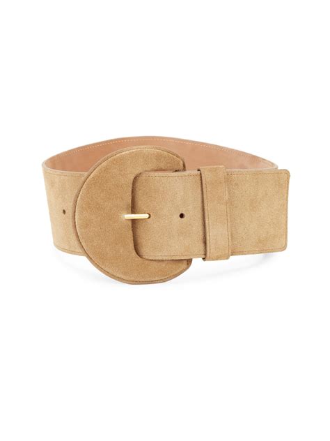 Michael Kors Wide Suede Belt In Natural Lyst