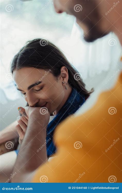 Tattooed Gay Man With Closed Eyes Stock Photo Image Of Identity Season