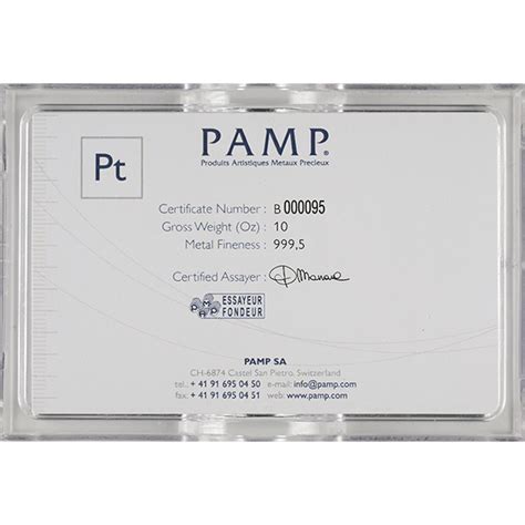 10 Oz Platinum Bar Pamp - Houston Gold Merchants