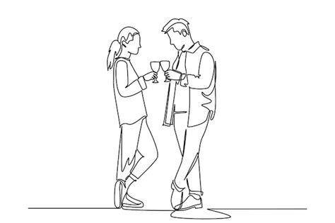 Premium Vector One Continuous Line Drawing Of Spending Time Together