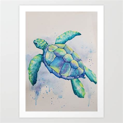 Watercolor Sea Turtle Art Print by Stephanie Jamiel | Society6