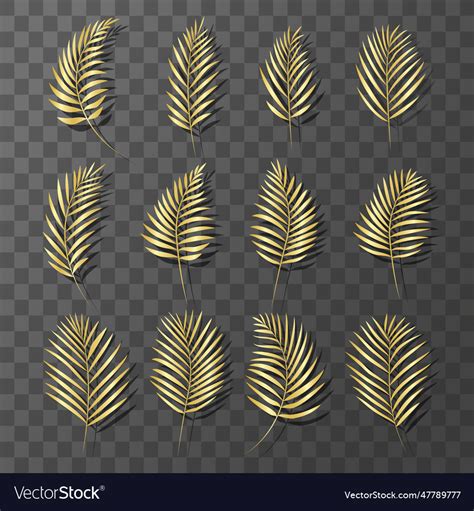 Palm leaves made of gold set of golden leaves Vector Image