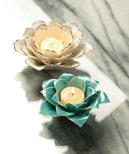 White Lotus Flower Tealight Candle Holder Zen Decoration House Warming T Home Подсвечники