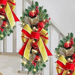 Amazon Artificial Christmas Teardrop Swags Prelit Stairway Swag