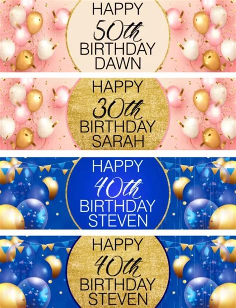 PERSONALISED HAPPY BIRTHDAY BANNERS 18th 21st 30th 40th 50th 60th