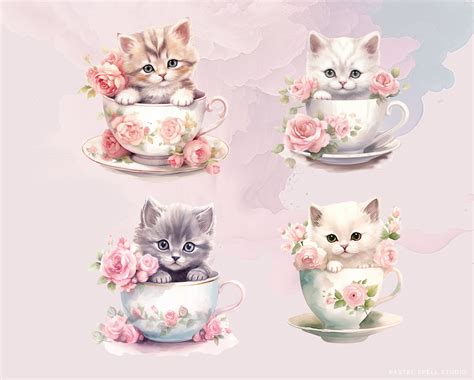 Tea Party Clipart, Vintage Tea Cup Clipart Png, Teacups With Flowers ...