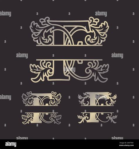 Alphabet Split Monograms Split Letter Monogram Alphabet Frame Font