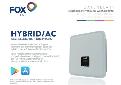 Inverter Fox Ess Wechselrichter Serie H Hybrid Dreiphasig W