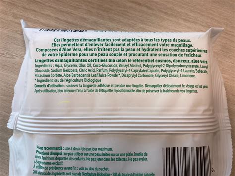 Lingettes D Maquillantes Douceur L Aloe Vera Cien Bio