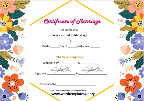 Marriage Certificate Templates - Word Templates