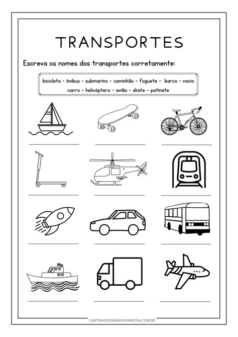 Atividades Meios De Transportes Cantinho Ensinar