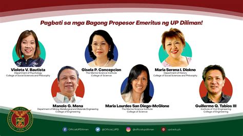 UPD has 6 professors emeriti - University of the Philippines Diliman