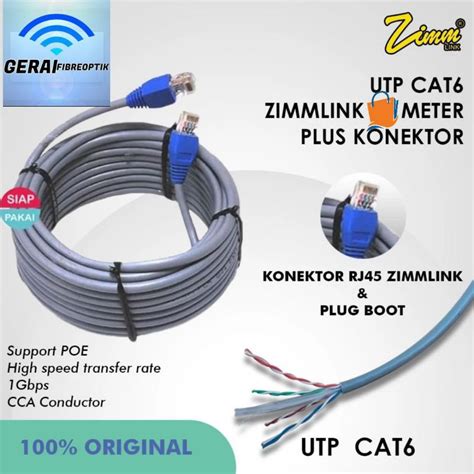 Jual Kabel Lan Cat Utp Indoor Zimmlink Panjang Meter Siap Pakai