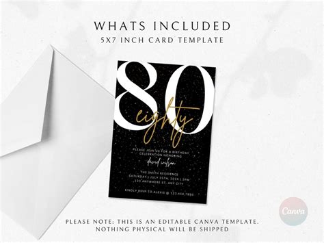 80th Birthday Invitation 80th Invite Template Digital 80th Etsy Australia