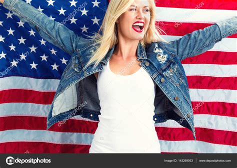 Woman Holding Flag Stock Photo Melpomene