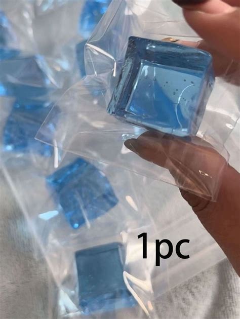 One Blue Ice Cube Fidget Toy Super Transparent Crystal Clear With