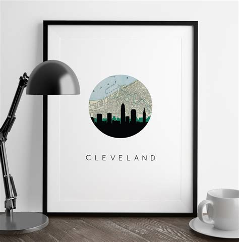 Cleveland Art Print Cleveland Skyline Art Cleveland Ohio - Etsy