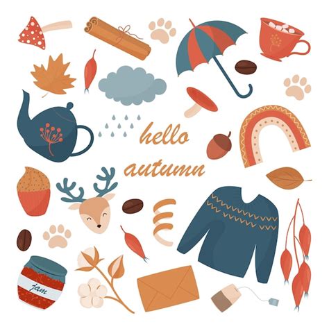 Premium Vector Cozy Set Autumn Items