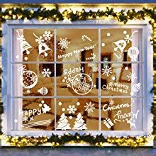 LessMo 398PCS Pegatinas Navideñas para Ventanas Copos de Nieve