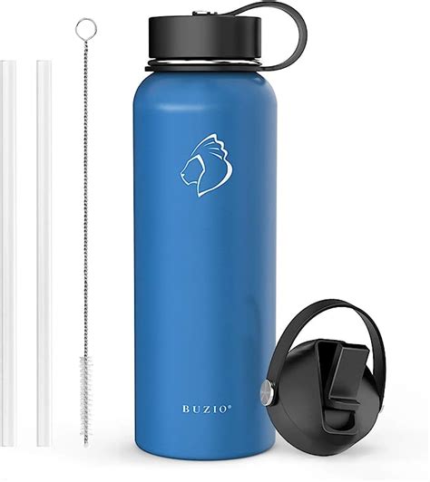 BUZIO Insulated Water Bottle With Straw Lid And Flex Cap 40oz Modern