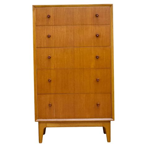 Mid Century Teak Tallboy Chest Of Drawers By Peter Hayward For Uniflex