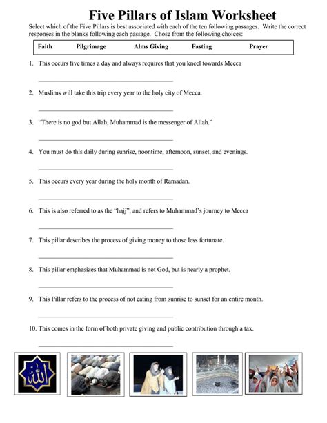 Five Pillars Of Islam Worksheet — db-excel.com