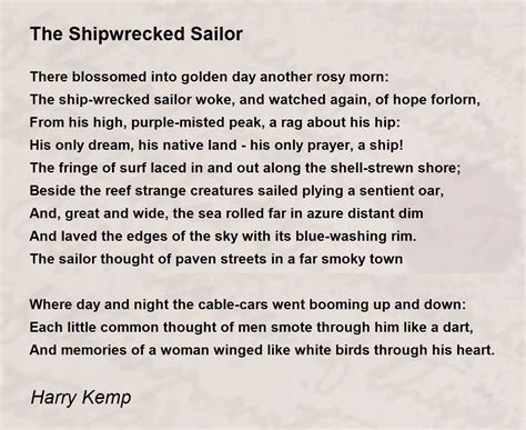 The Shipwrecked Sailor The Shipwrecked Sailor Poem By Harry Kemp