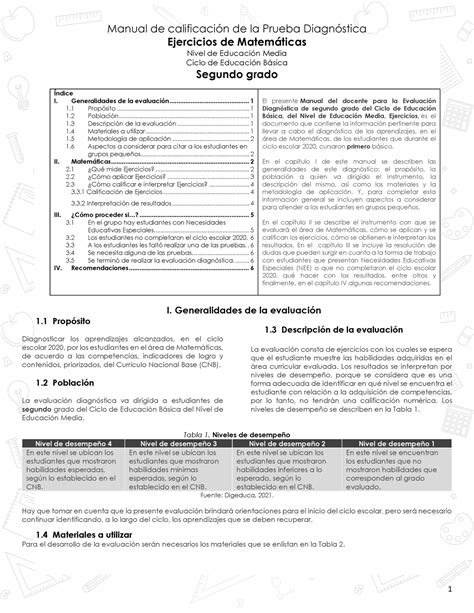 B Sico Manual Matem Ticas Manual De Calificaci N De La Prueba