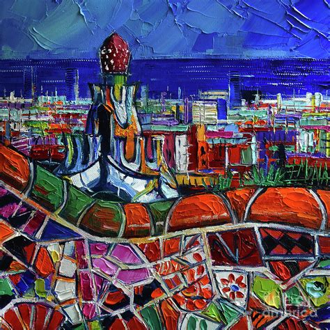 Barcelona Impression Impasto Palette Knife Oil Painting Mona Edulesco