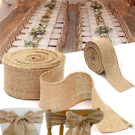 New Product 5m Roll Jute Burlap Rustic Hessian Ribbon Tape Strap