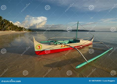 A Bangka The Traditional Filipino Fishing Boat On The White Beach