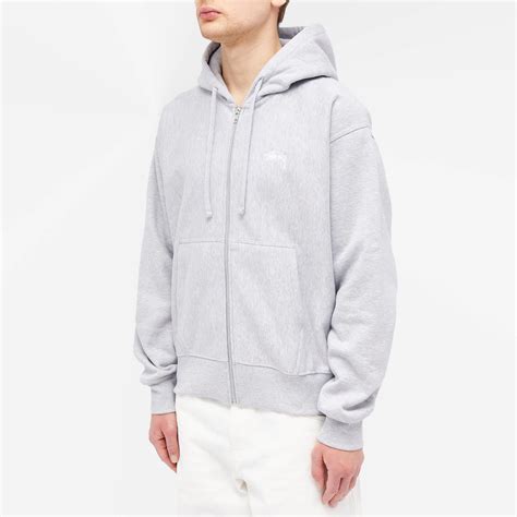 Stussy Stock Logo Zip Hoodie Grey Heather End Gb