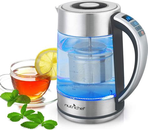 Amazon Nutrichef Hot Water Boiler Glass Kettle Digital L Portable Easy Pour Teapot