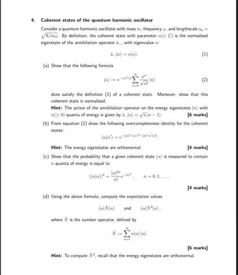 Coherent States Of The Quantum Harmonic Oscillator Chegg